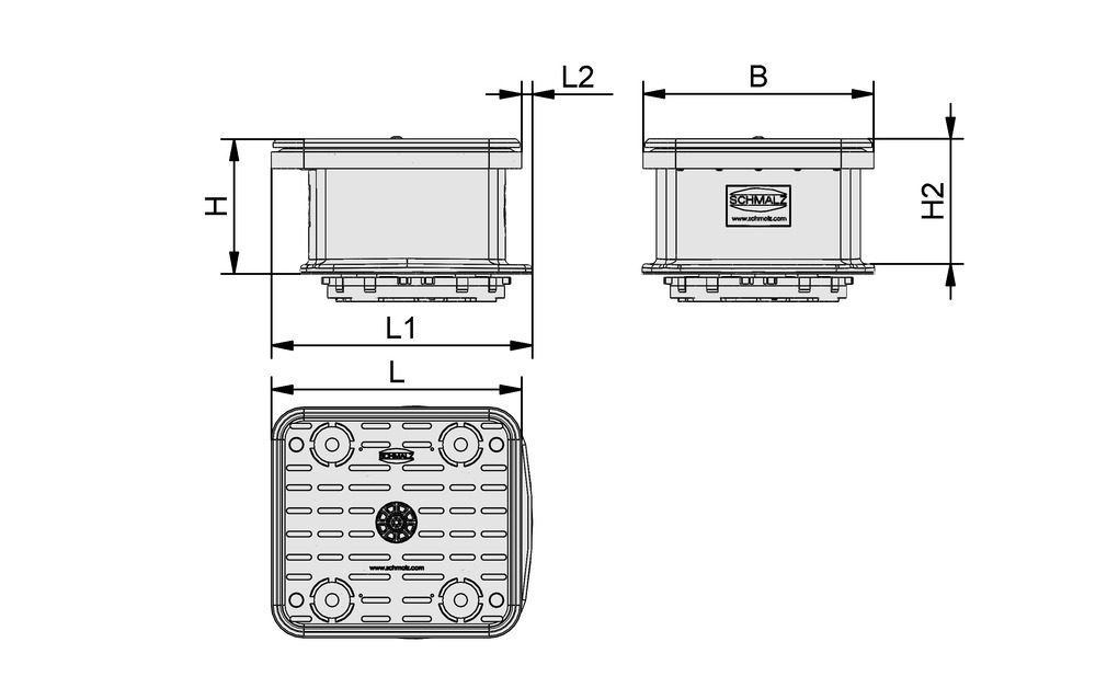 Vacuum block: VCBL-B 140x130x74 TV | Schmalz > Vacuum Clamping
